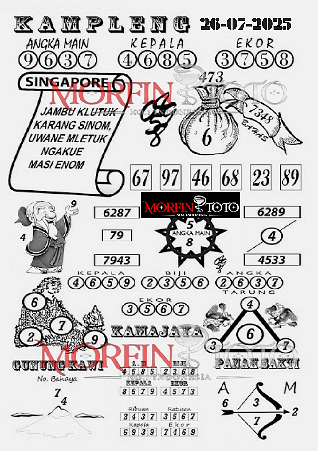 SYAIR TOGEL KAMPLENG SINGAPORE 26 JULI 2025