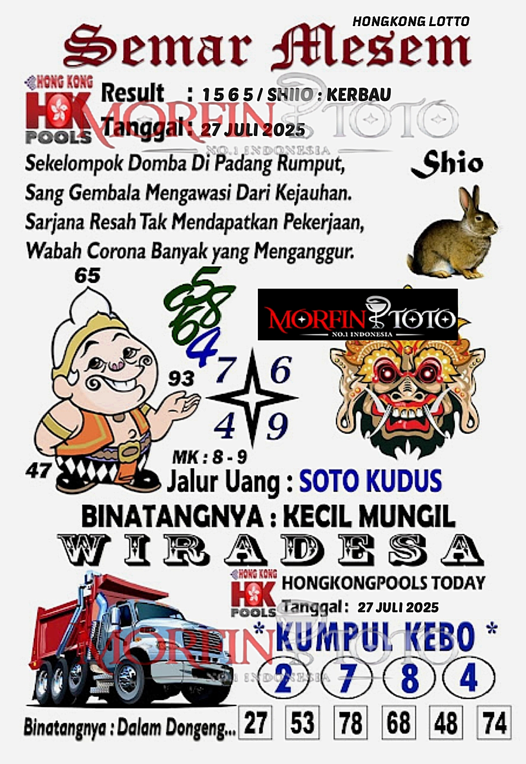 SYAIR TOGEL SEMAR MESEM  HONGKONG LOTTO 27 JULI 2025