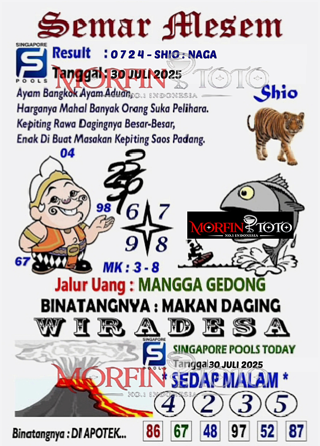 SYAIR TOGEL SEMAR MESEM SINGAPORE 30 JULI 2025