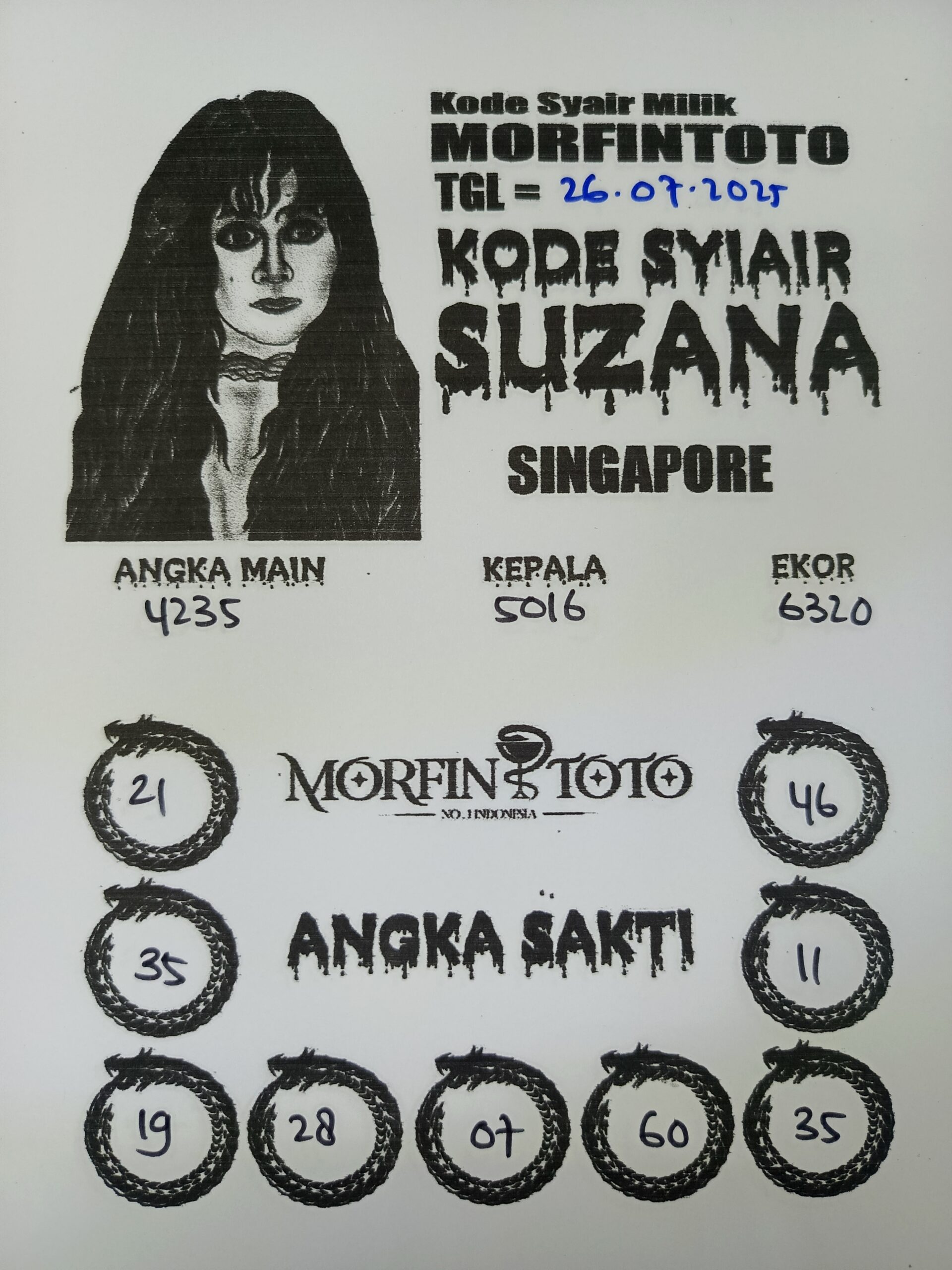 SYAIR TOGEL SUZANA  SINGAPORE 26 JULI 2025