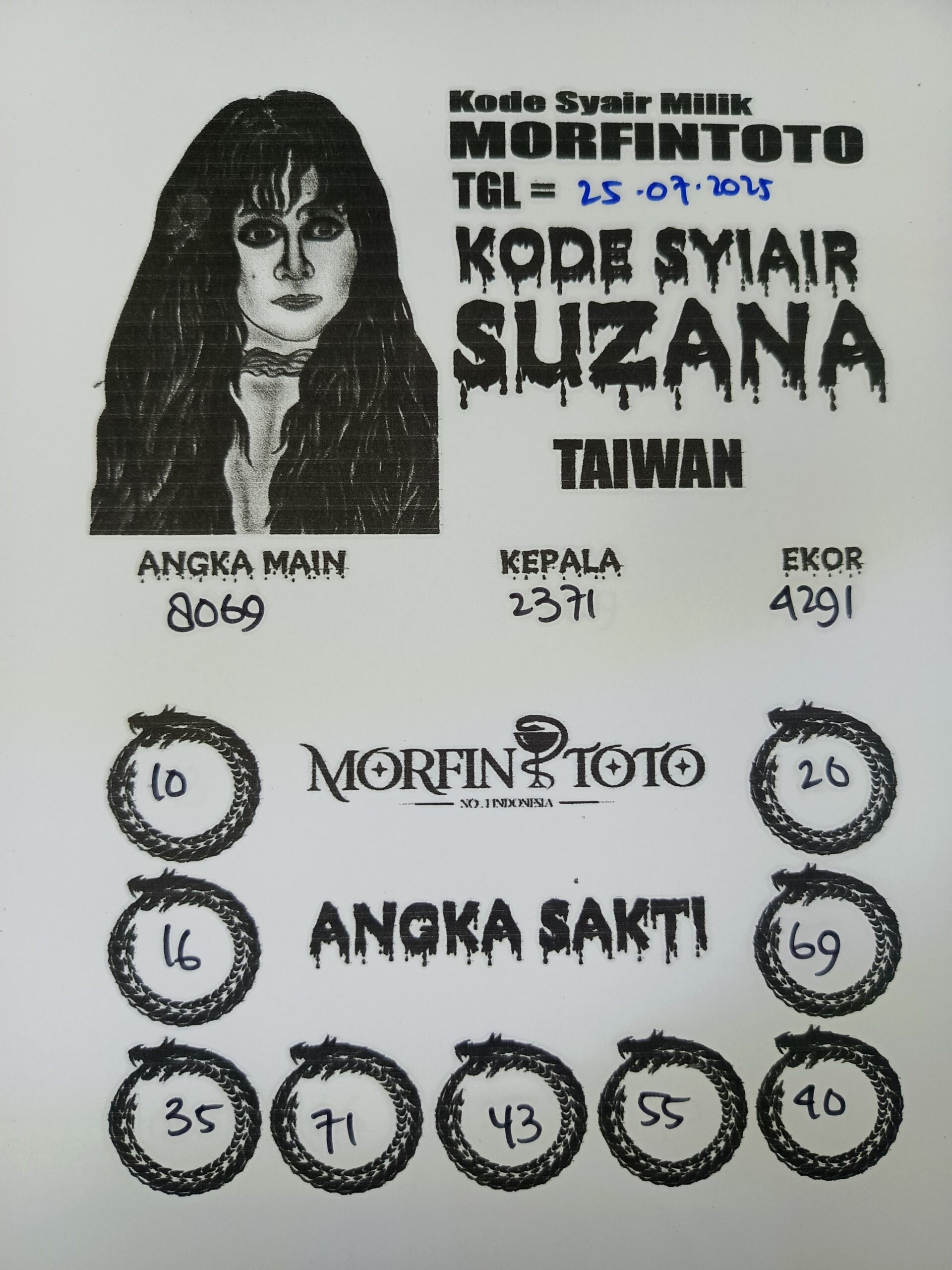 SYAIR TOGEL SUZANA  TAIWAN 25 JULI 2025