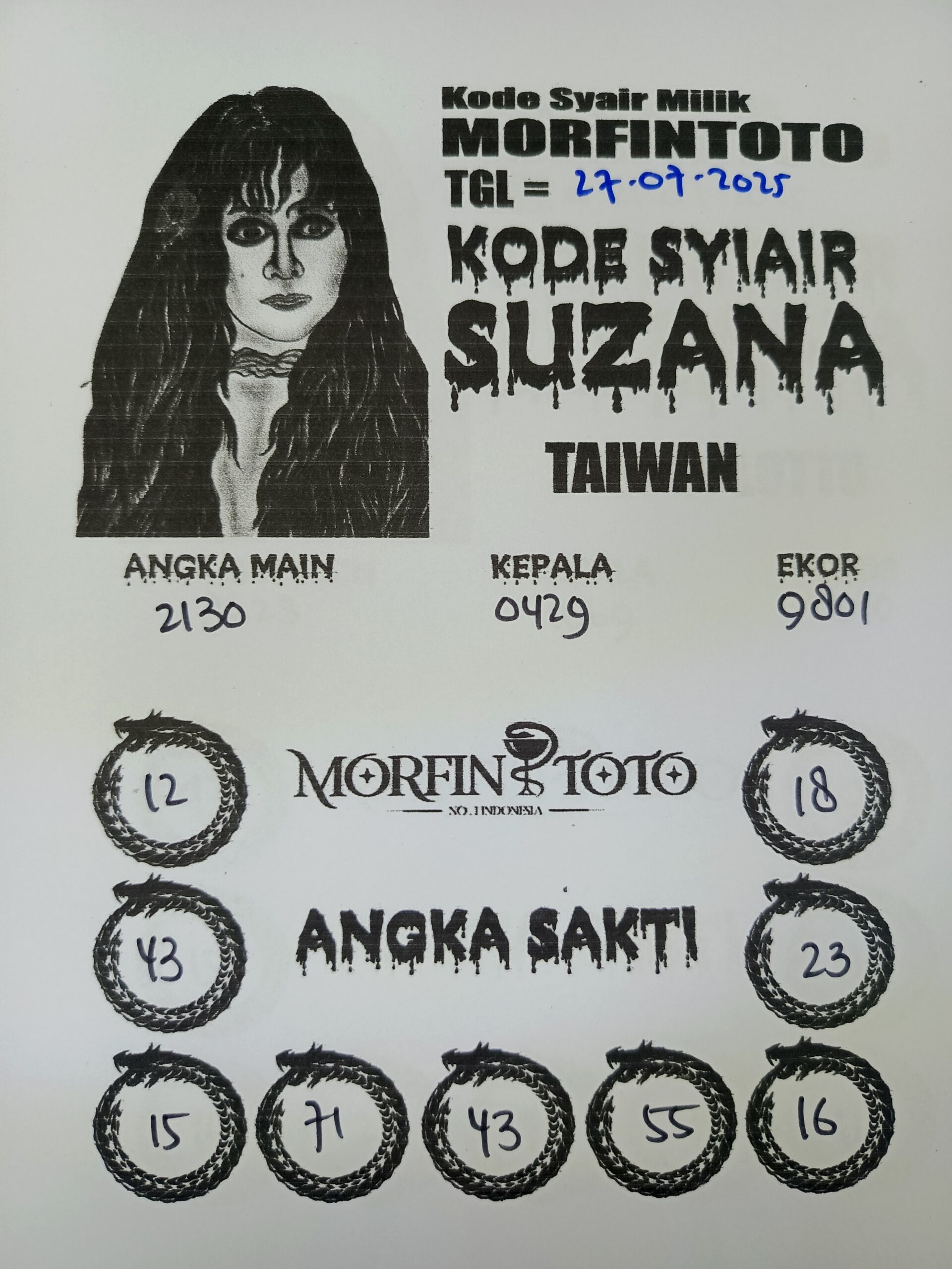 SYAIR TOGEL SUZANA TAIWAN 27 JULI 2025