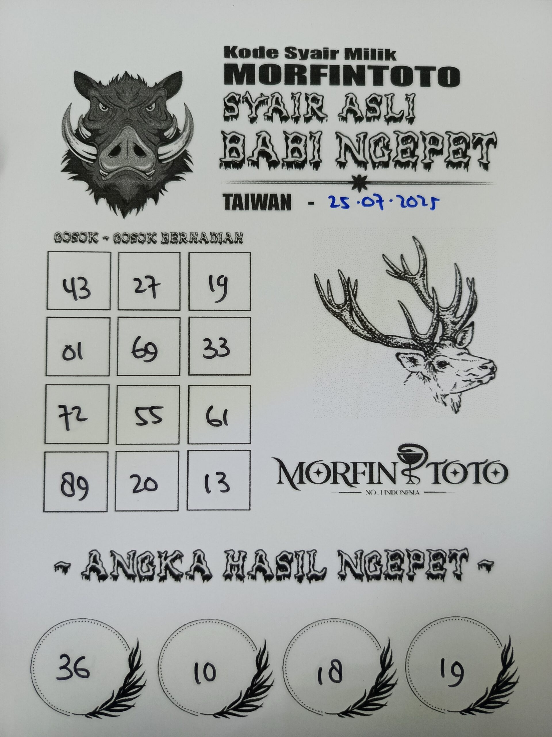 SYAIR TOGEL BABI NGEPET TAIWAN 25 JULI 2025