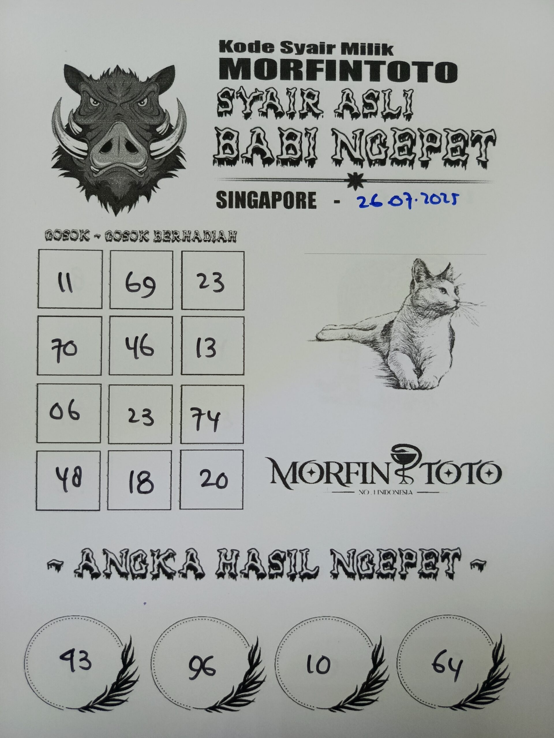 SYAIR TOGEL BABI NGEPET SINGAPORE 26 JULI 2025