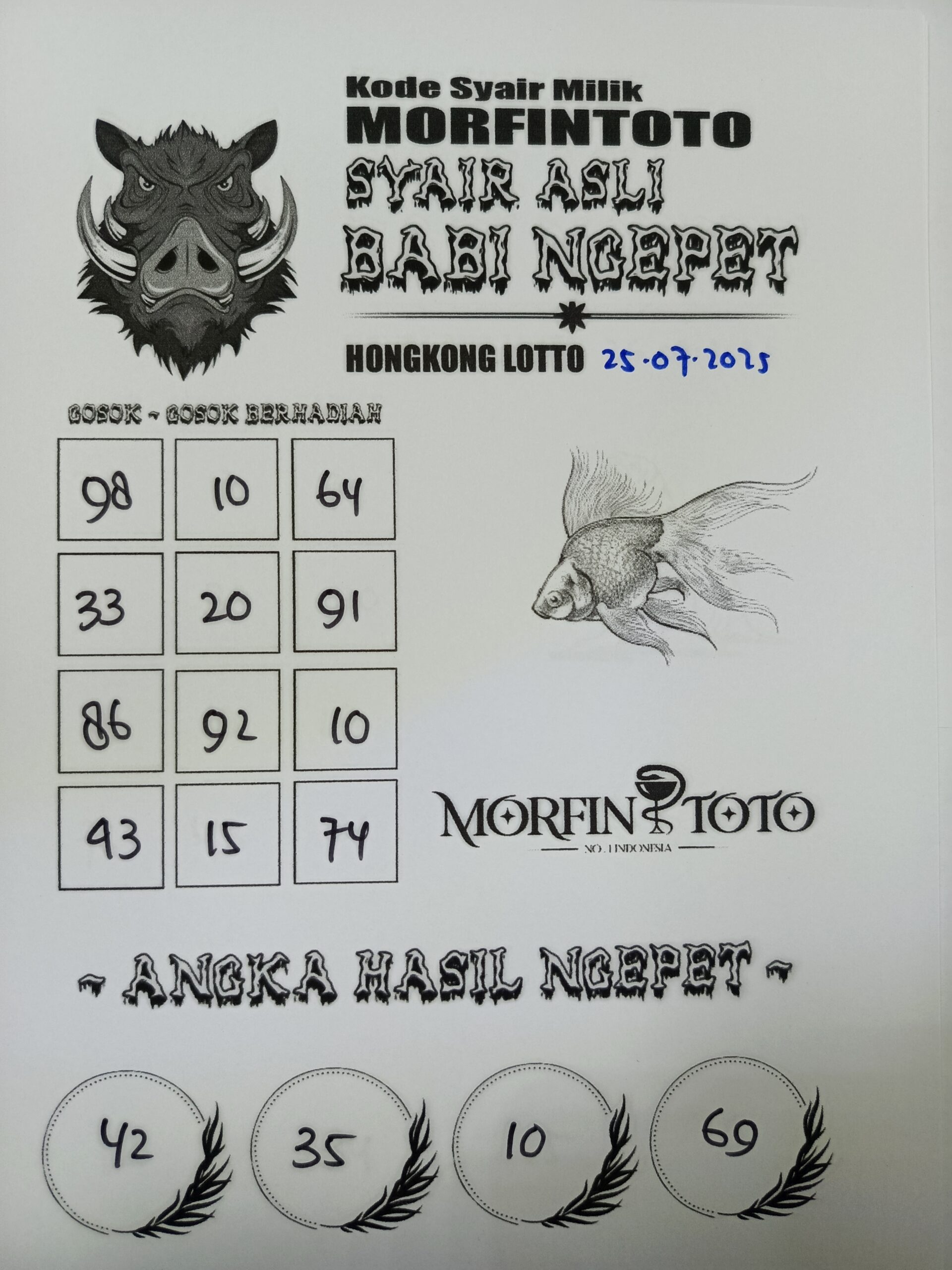 SYAIR TOGEL BABI NGEPET HONGKONG LOTTO 25 JULI 2025