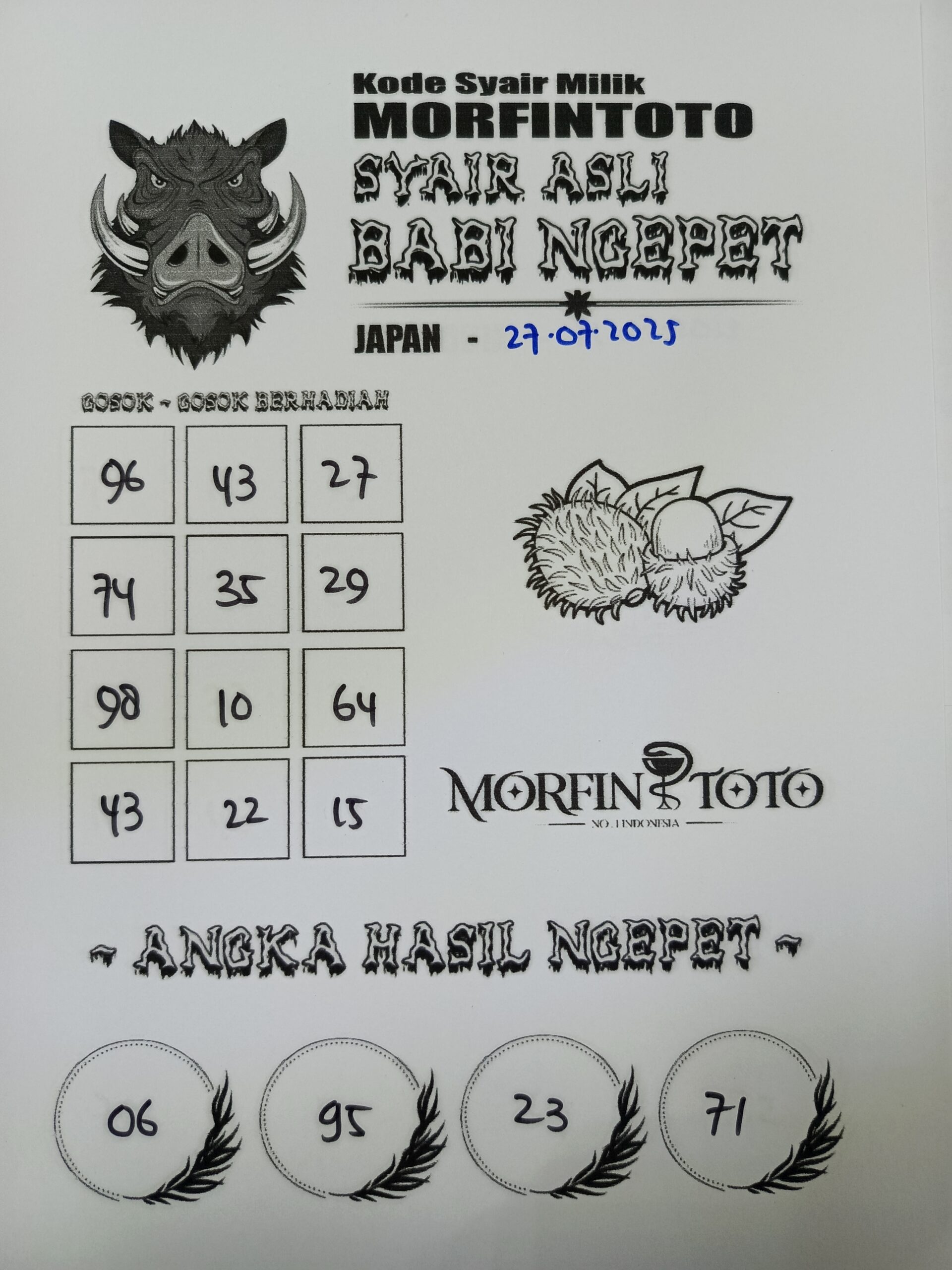 SYAIR TOGEL BABI NGEPET JAPAN  27 JULI 2025