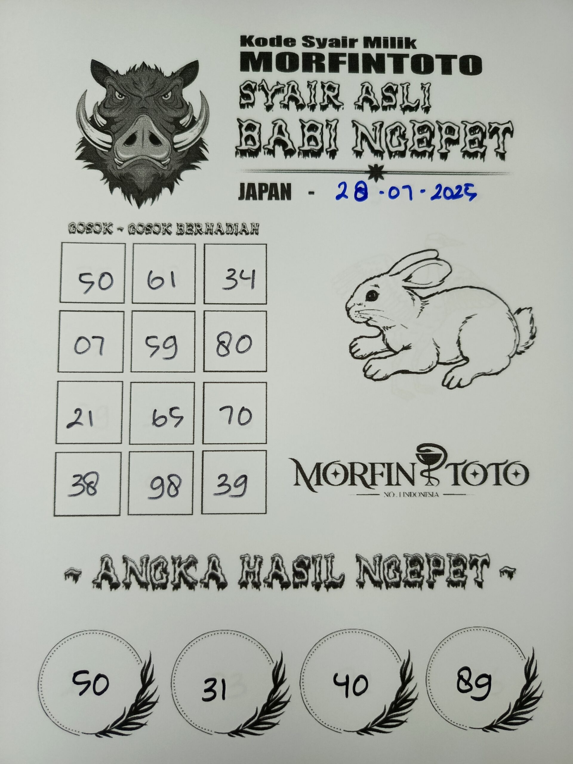 SYAIR TOGEL BABI NGEPET JAPAN 28 JULI 2025