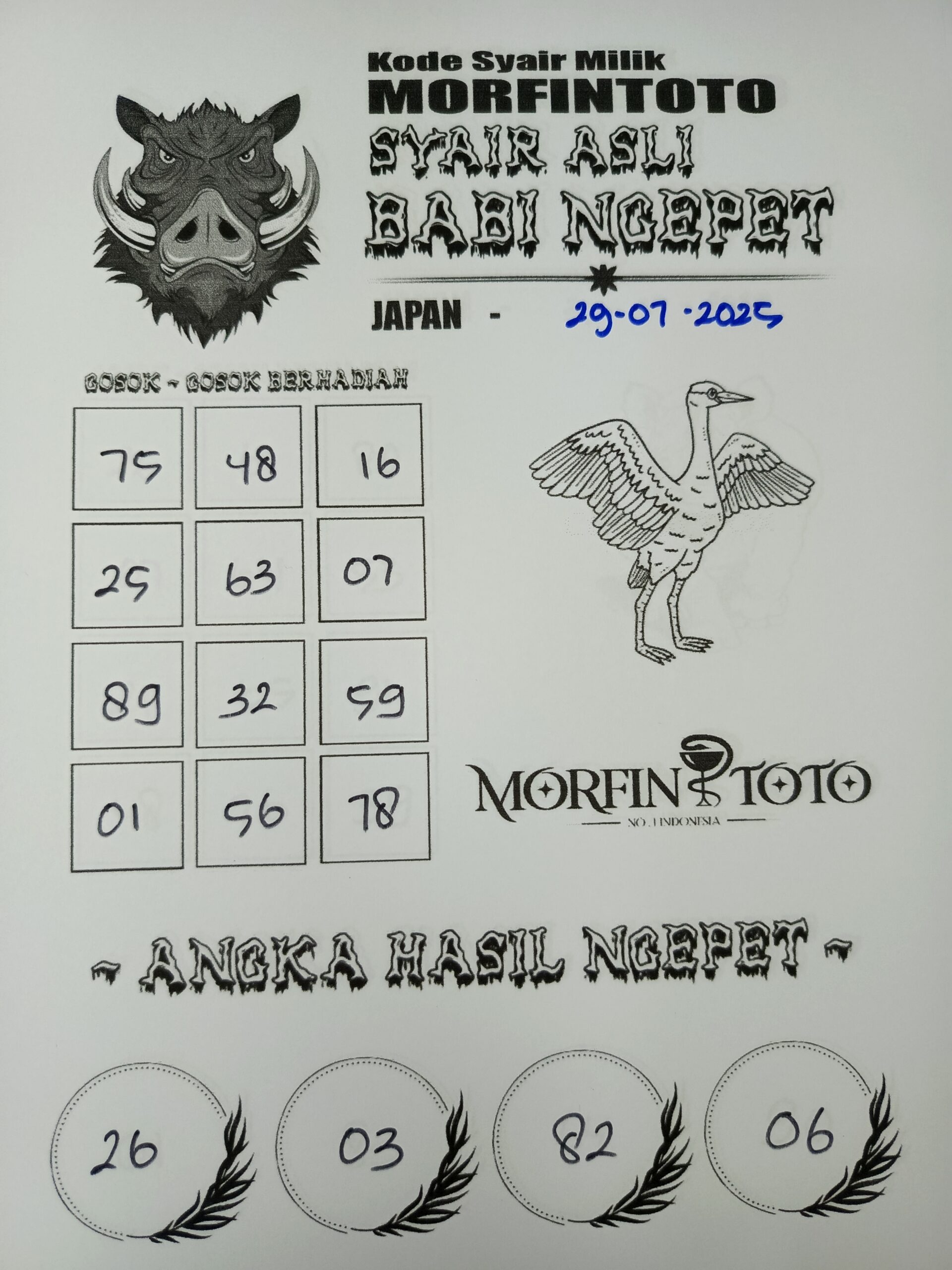 SYAIR TOGEL BABI NGEPET JAPAN  29 JULI 2025