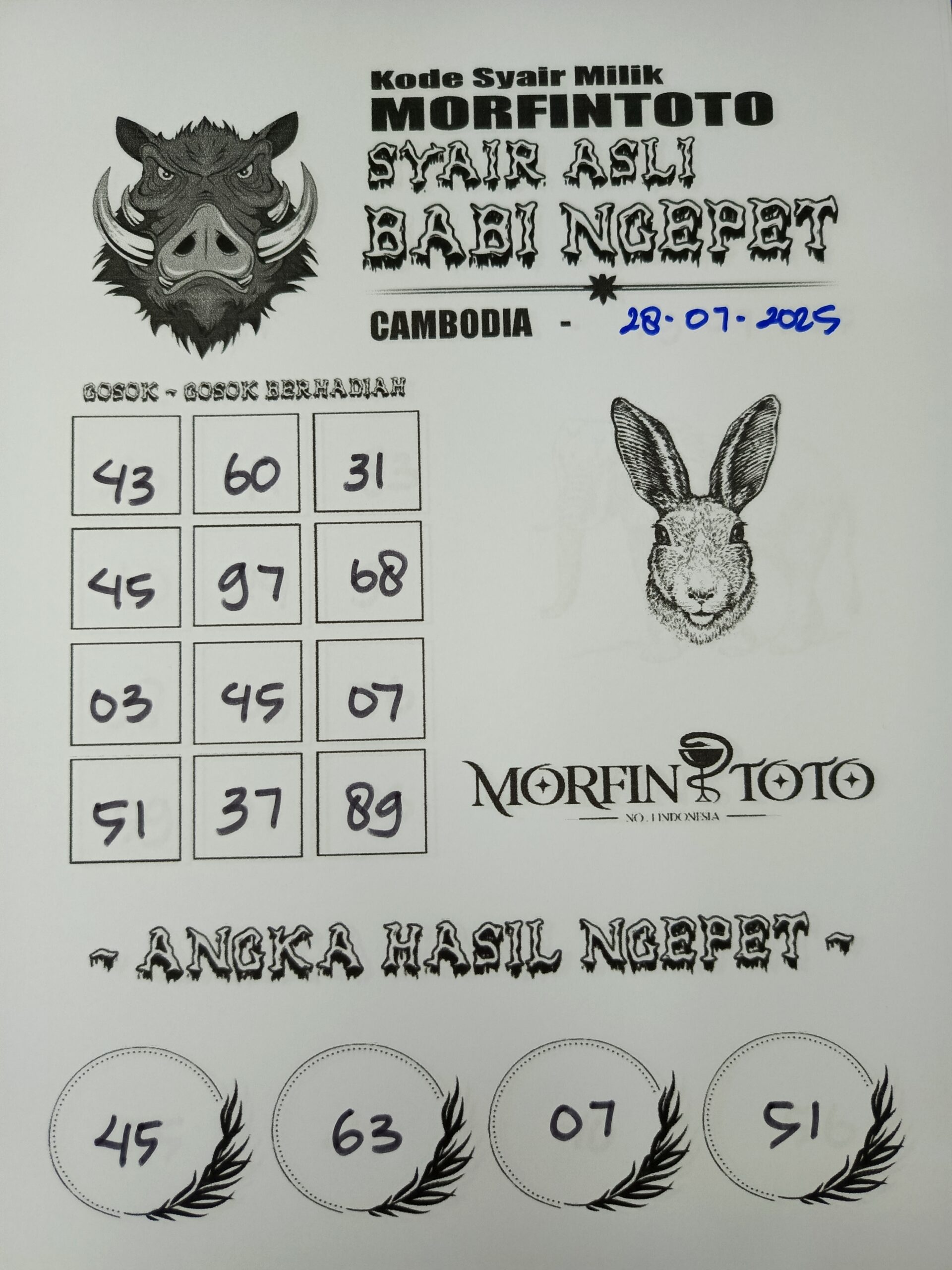 SYAIR TOGEL BABI NGEPET CAMBODIA 28 JULI 2025