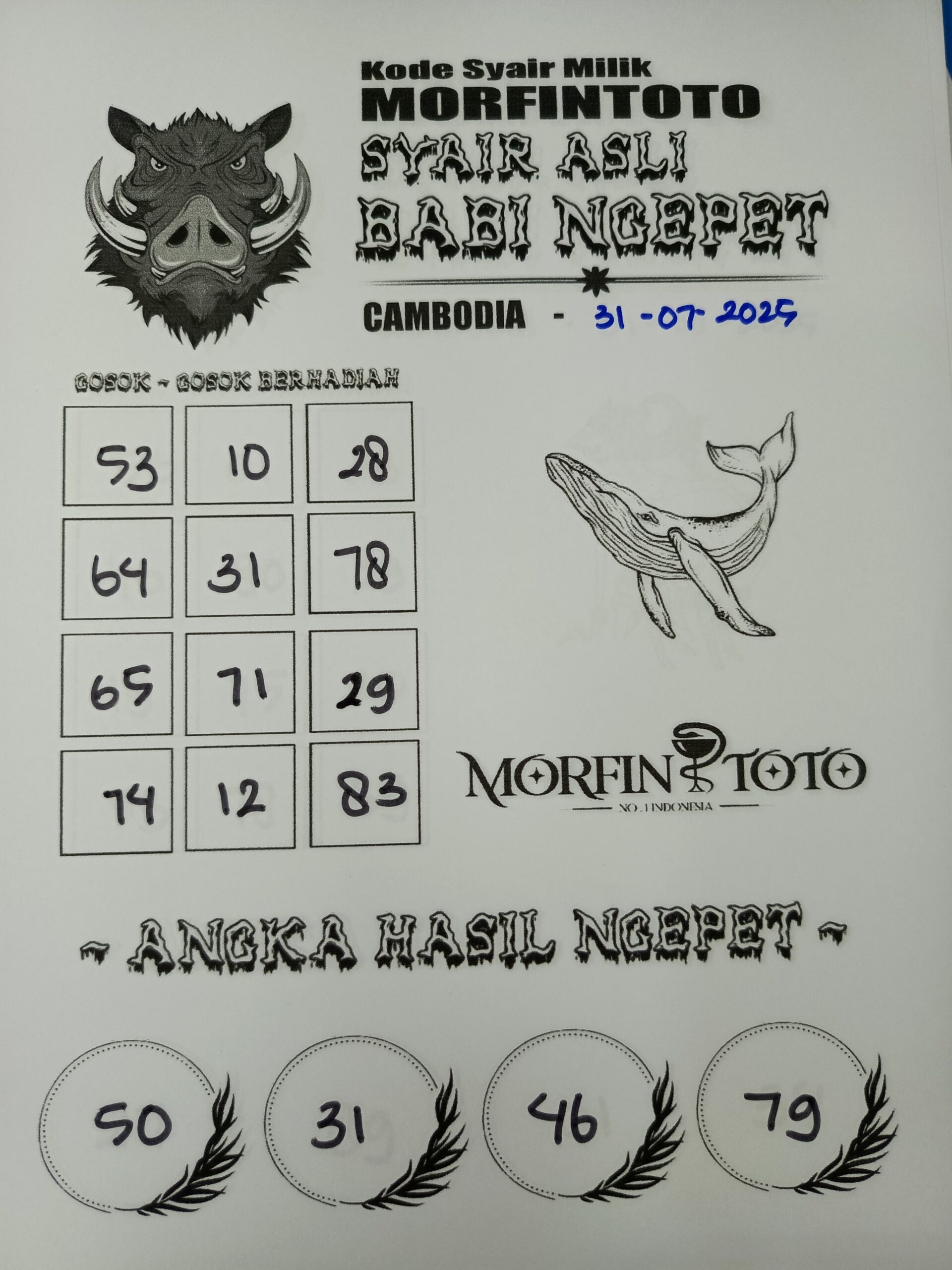 SYAIR TOGEL BABI NGEPET  CAMBODIA 31 JULI 2025