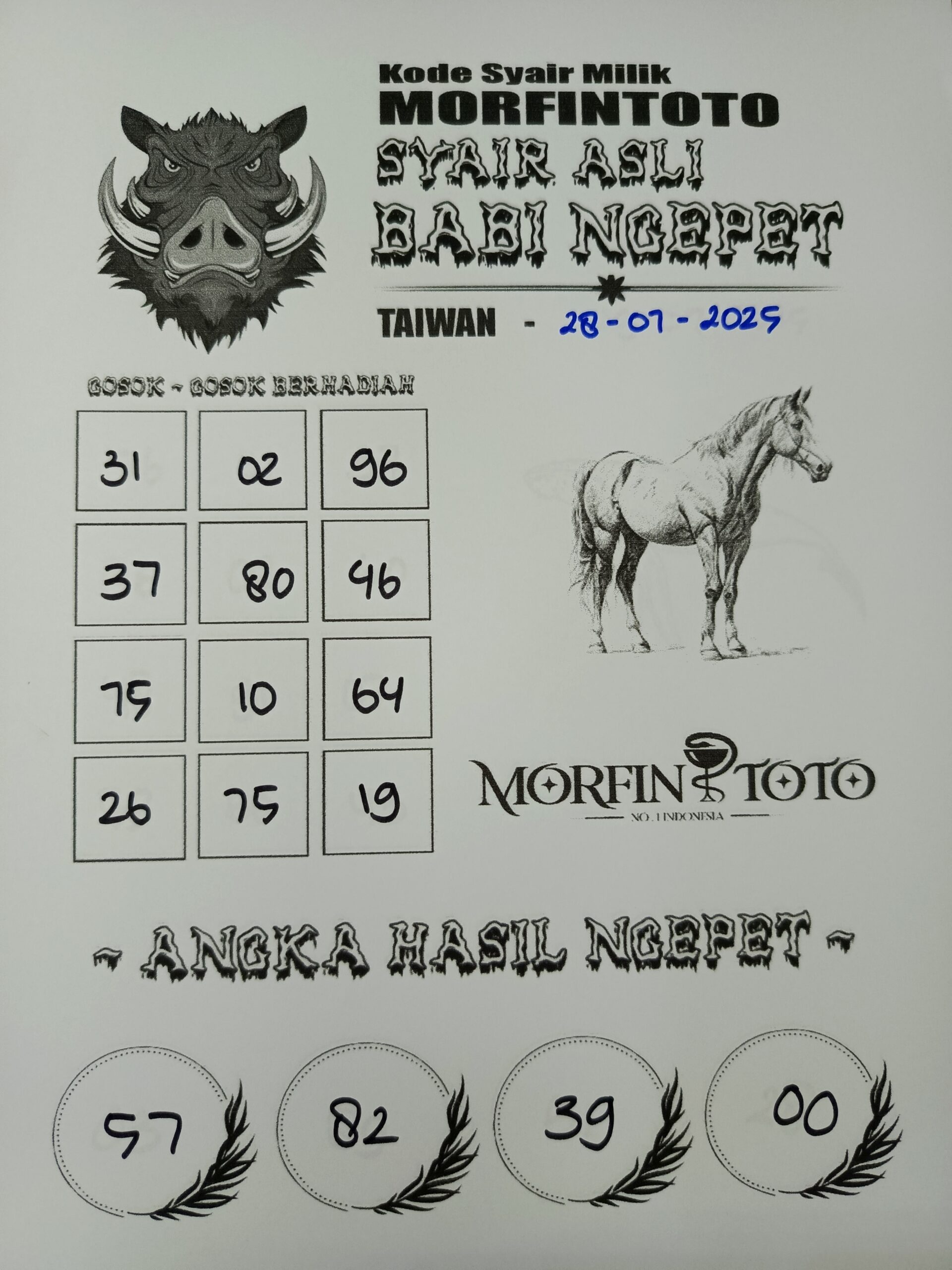 SYAIR TOGEL BABI NGEPET TAIWAN 28 JULI 2025