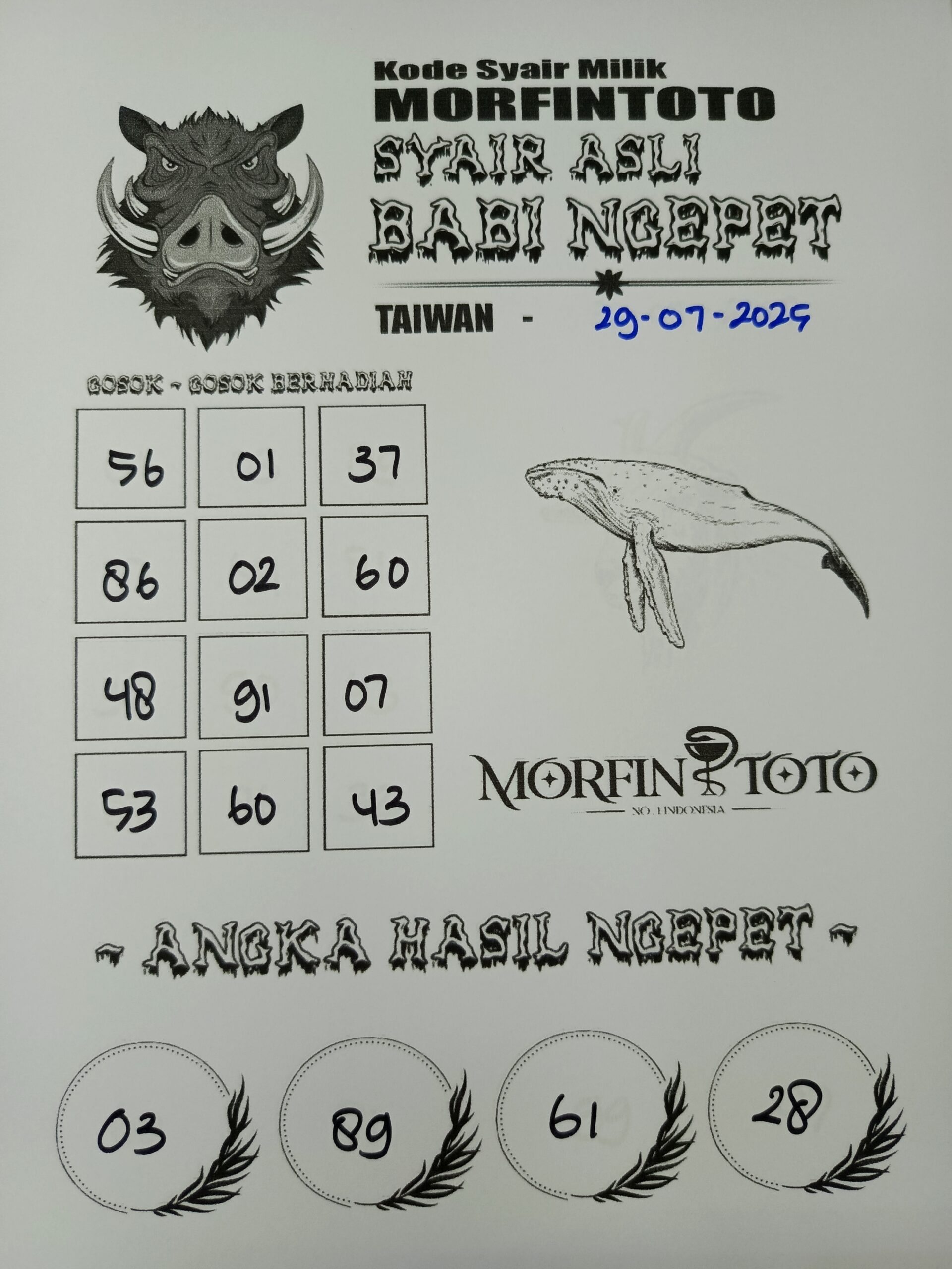 SYAIR TOGEL BABI NGEPET TAIWAN 29 JULI 2025