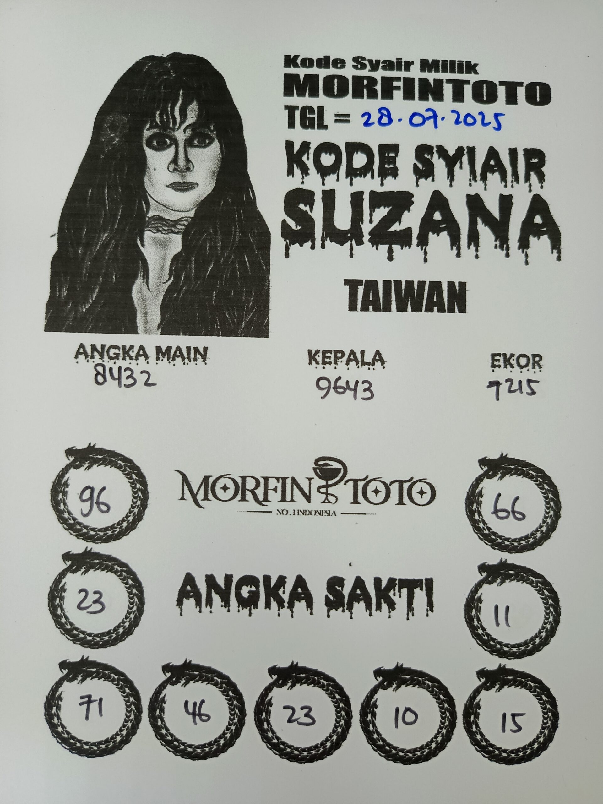 SYAIR TOGEL SUZANA  TAIWAN 28 JULI 2025