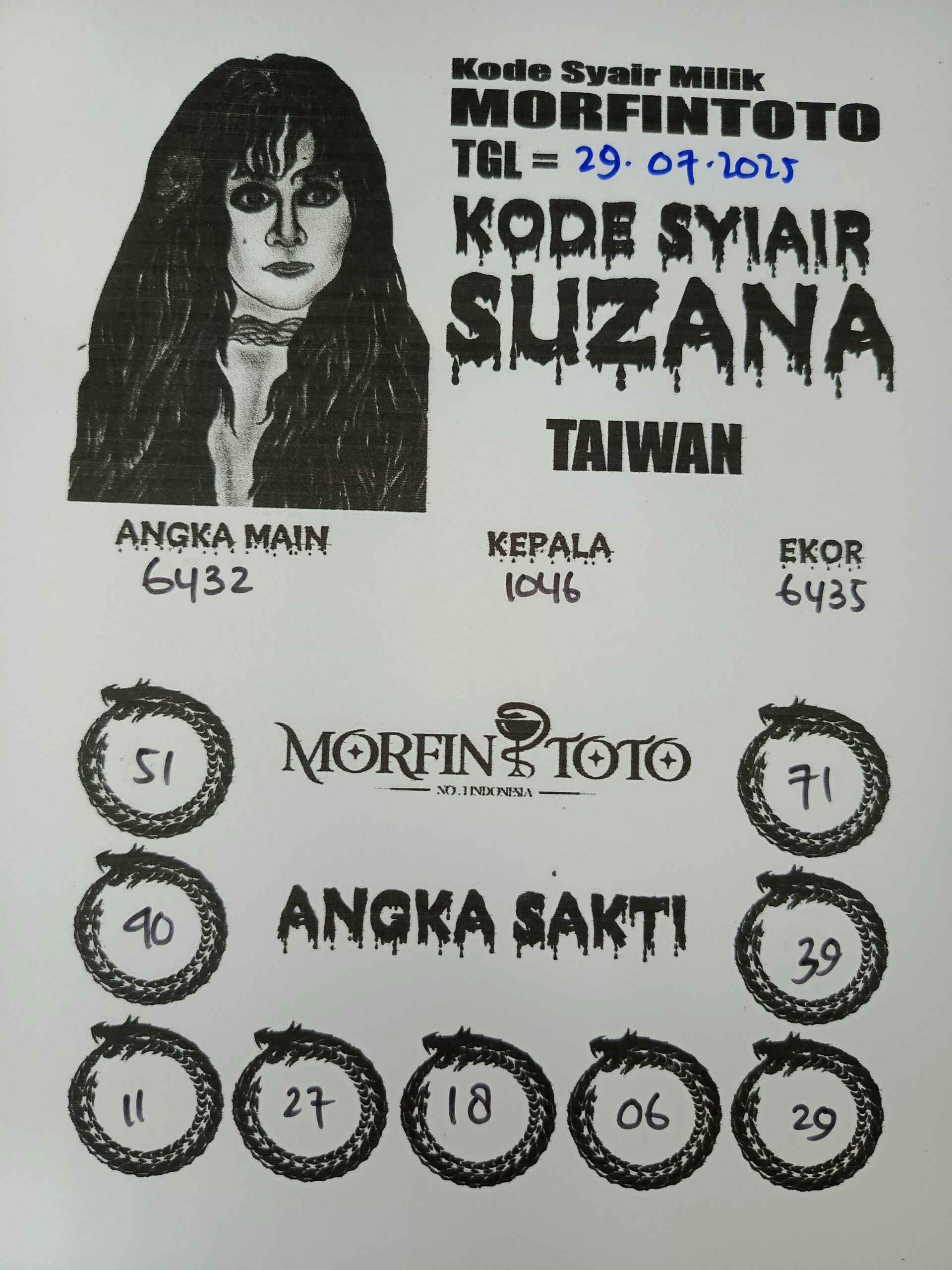 SYAIR TOGEL SUZANA  TAIWAN 29 JULI 2025