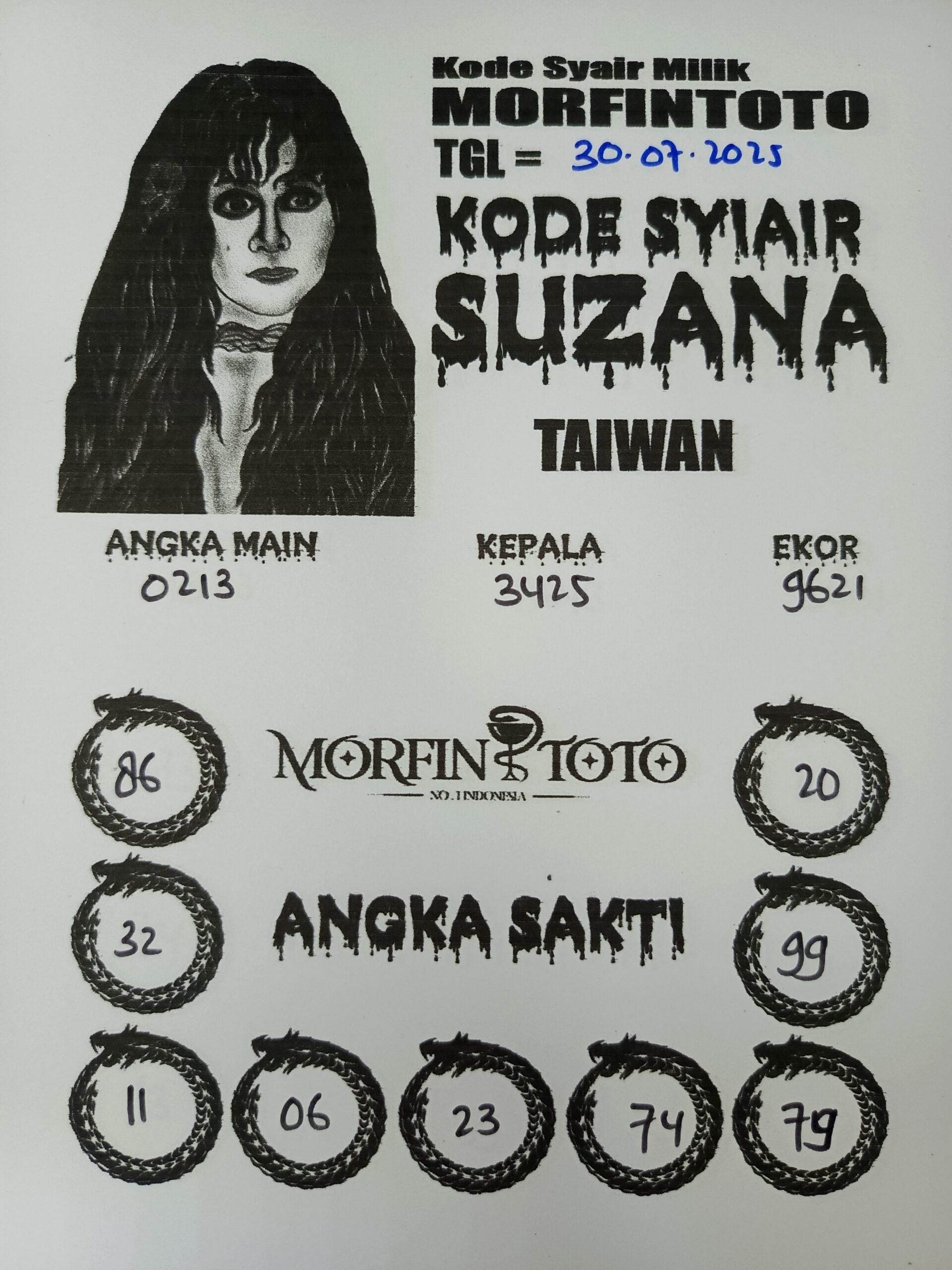 SYAIR TOGEL SUZANA  TAIWAN 30 JULI 2025