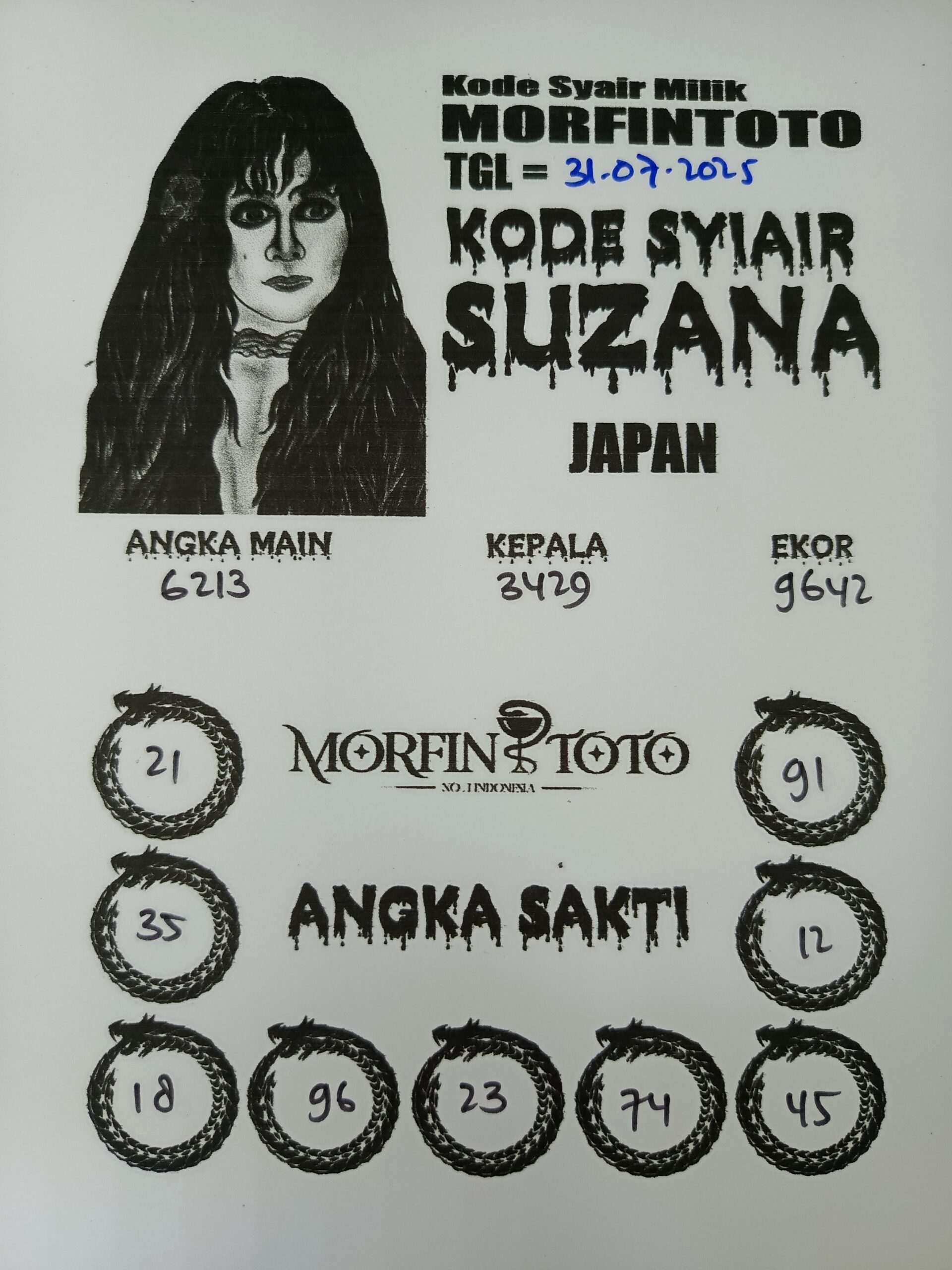 SYAIR TOGEL SUZANA  JAPAN  31 JULI 2025