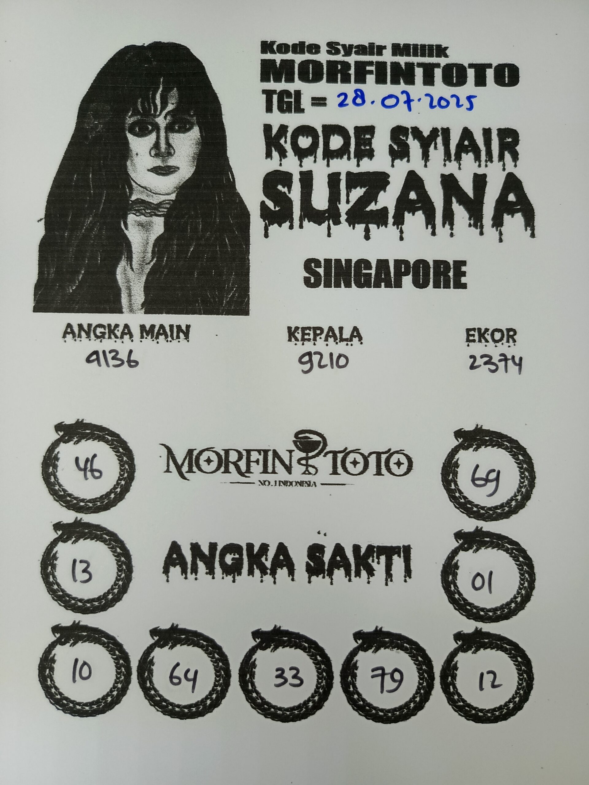 SYAIR TOGEL SUZANA  SINGAPORE 28 JULI 2025