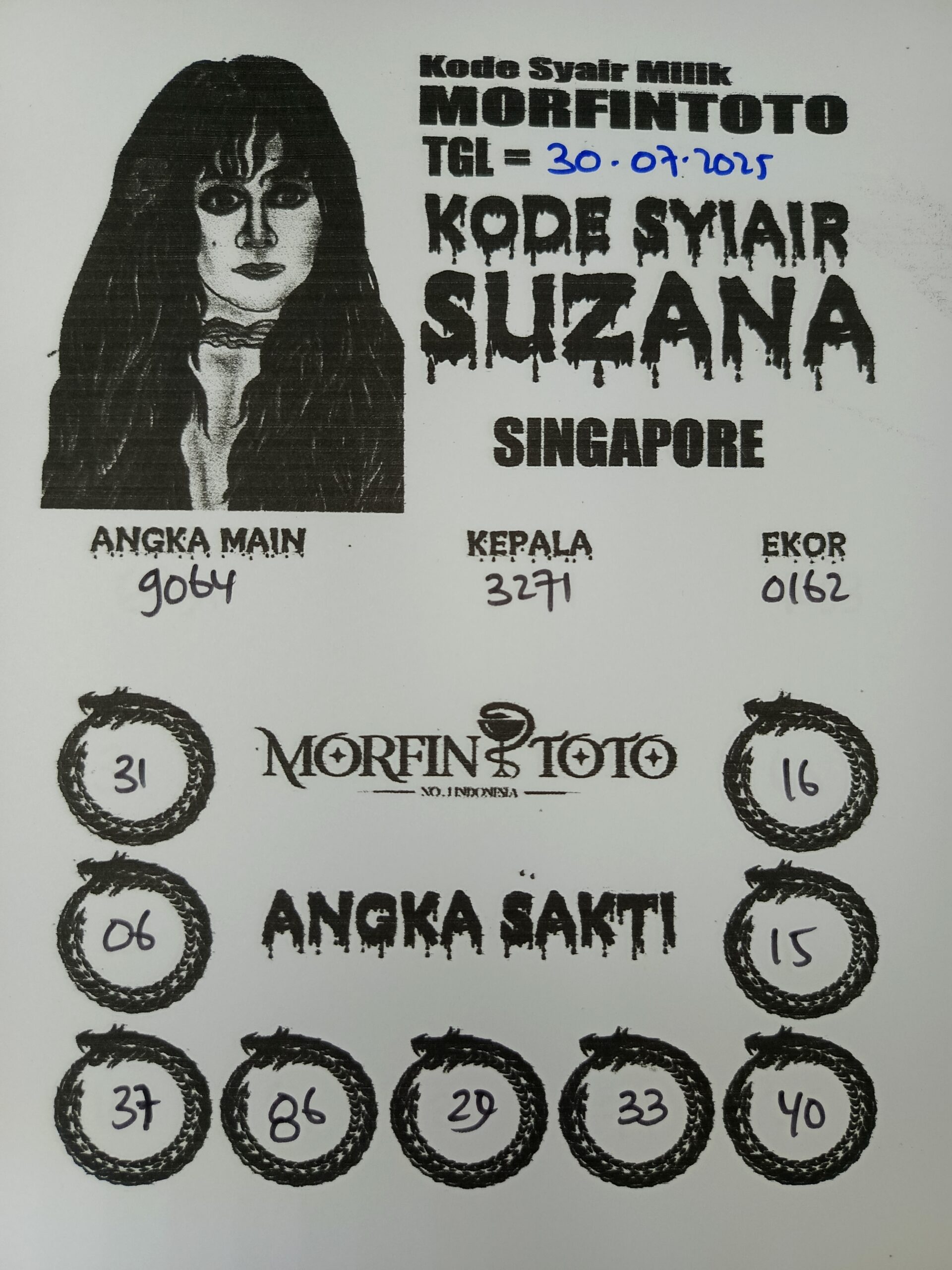 SYAIR TOGEL SUZANA SINGAPORE 30 JULI 2025
