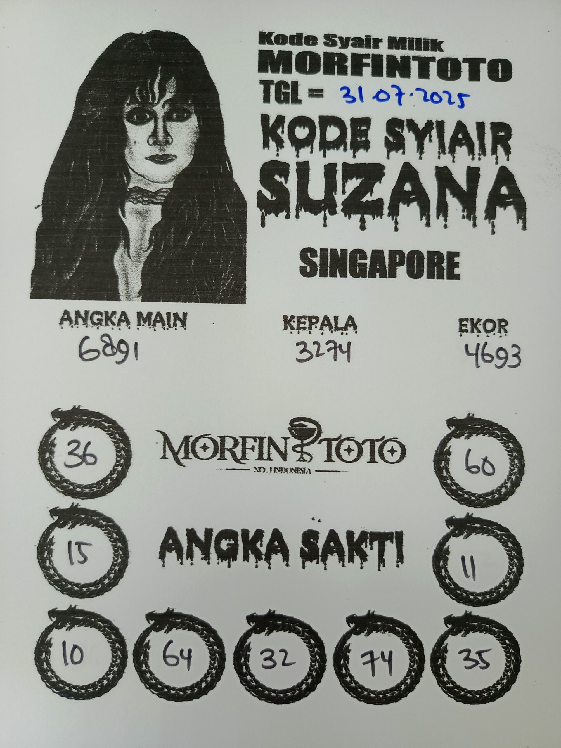 SYAIR TOGEL SUZANA SINGAPORE 31 JULI 2025