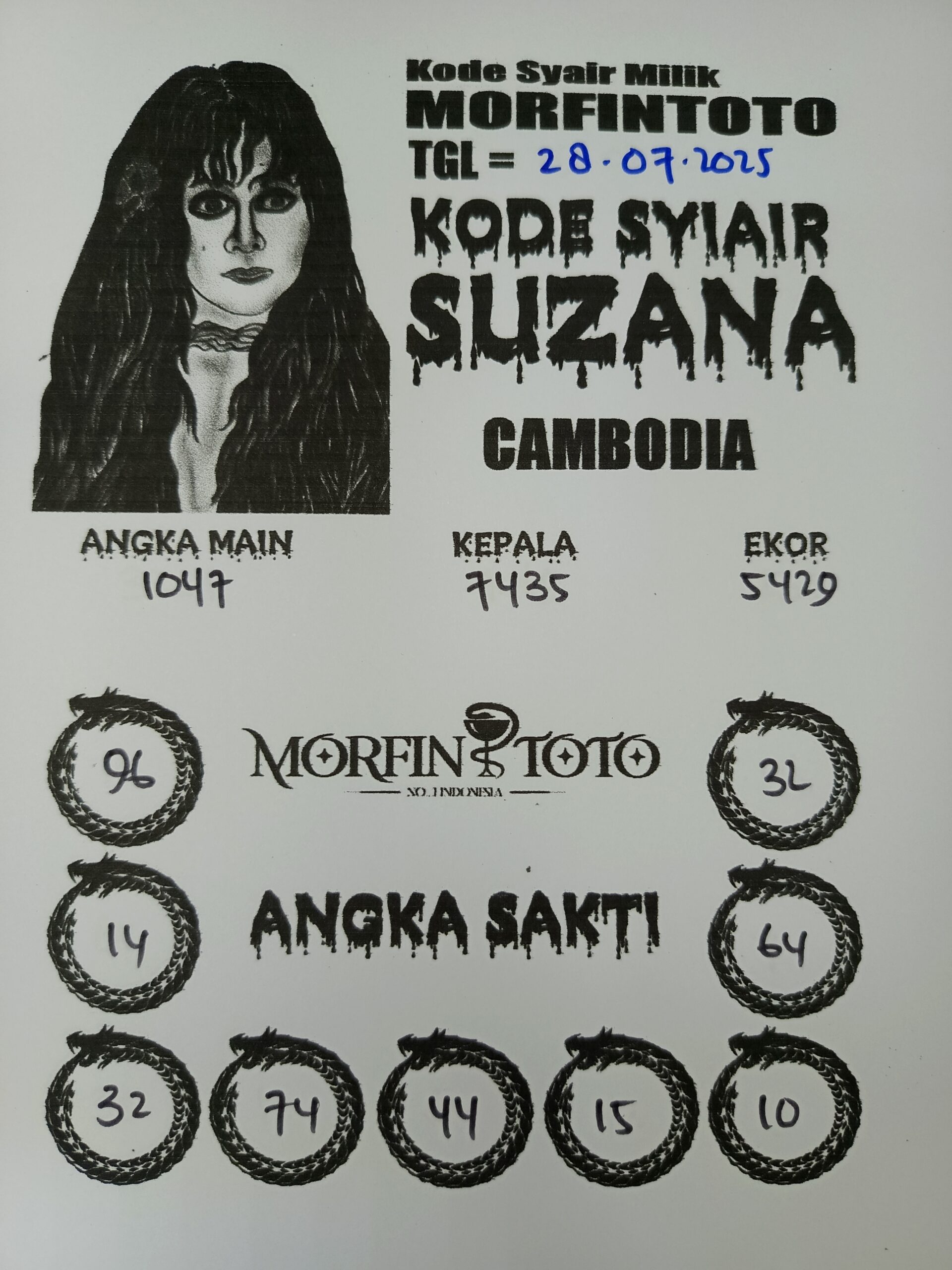 SYAIR TOGEL SUZANA CAMBODIA 28 JULI 2025