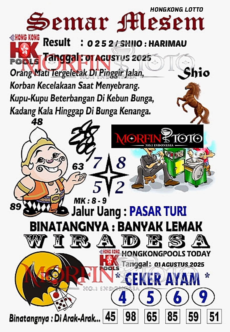 SYAIR TOGEL SEMAR MESEM  HONGKONG LOTTO 01 AGUSTUS 2025