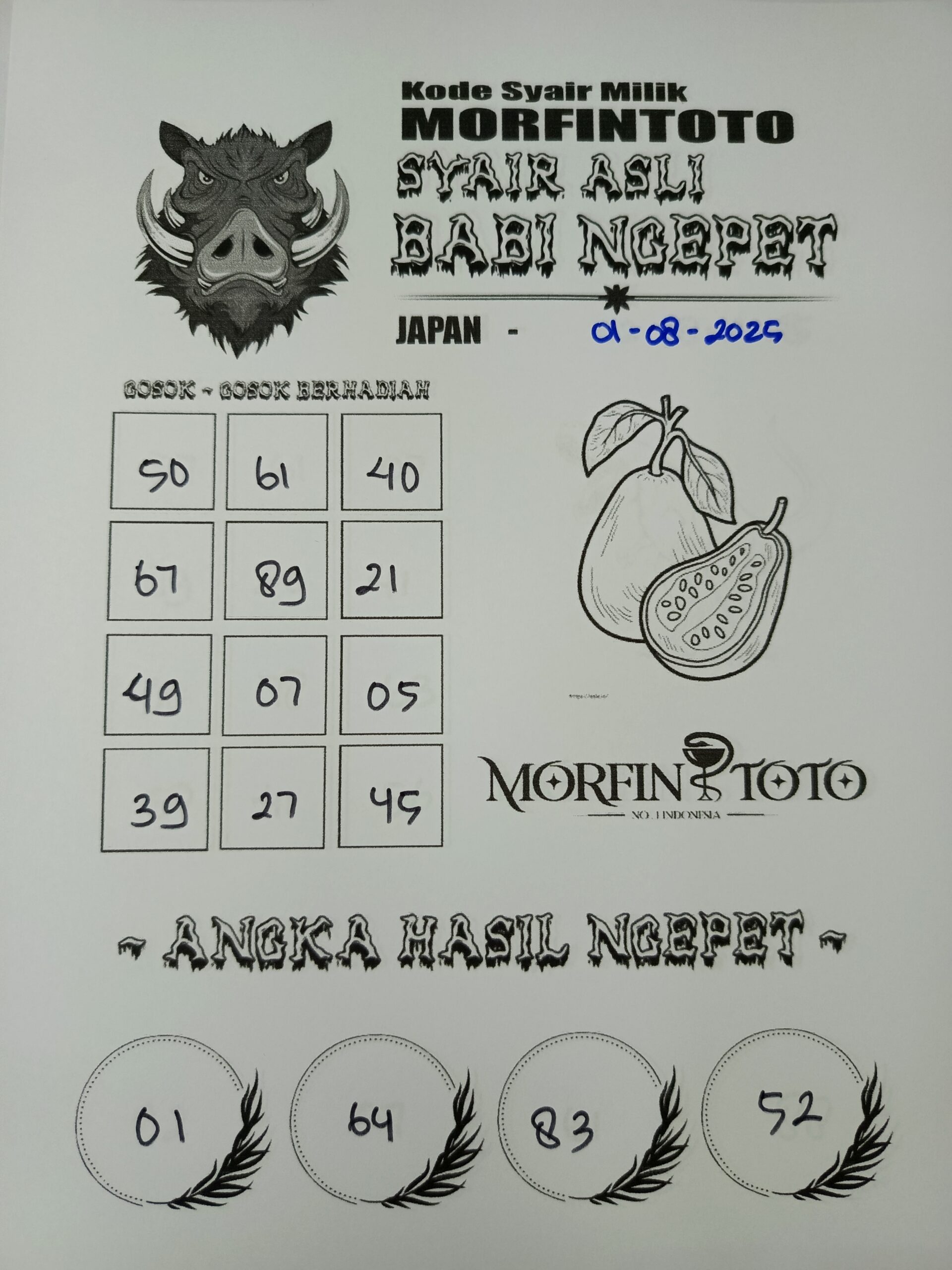 SYAIR TOGEL BABI NGEPET JAPAN  01 AGUSTUS 2025